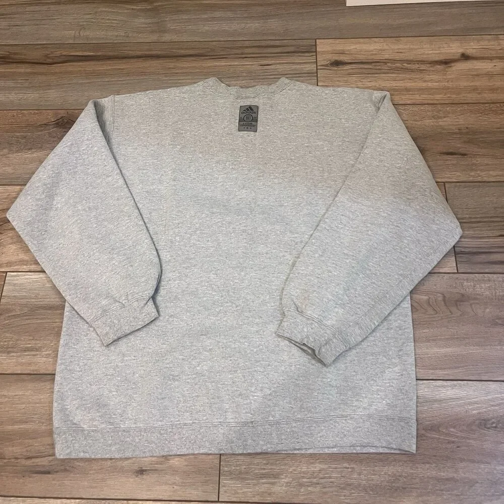 Vintage Y2K Adidas 3 Stripe Superiority Gray Crewneck Sweatshirt Sz L USA Made